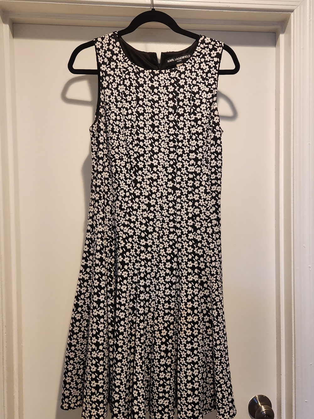 Karl Lagerfeld Black & White Floral Fit-and-Flare Dress